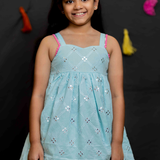 Blue mirror girls kurta and salwar set