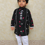 Black chanderi boys kurta set