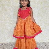 Orange and red girls sharara set