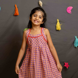 Dark checks sleeveless frock