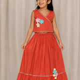 Orange dobby lehenga