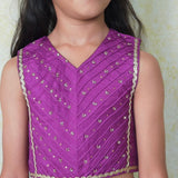 Purple silk girls lehenga set