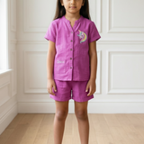 Pink Gauze Unicorn Girls Lounge Wear