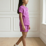 Pink Gauze Unicorn Girls Lounge Wear