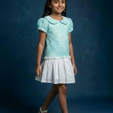 Aqua mesh frock girls