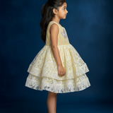 Yellow and white lace butterfly frock