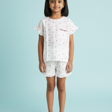 Red Hearts White Gauze Lounge Wear