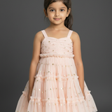 Peach mesh party frock