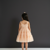 Peach mesh party frock