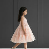 Peach mesh party frock