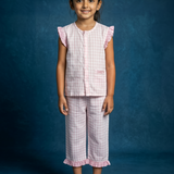 Girls pink white checks flannel Pajamas