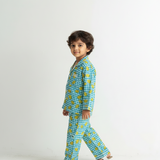 Blue checks n lemons unisex pajamas