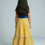 Yellow and blue cotton lehenga set
