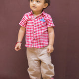 Red Checks Shirt and Aloha Linen Pant