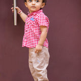 Red Checks Shirt and Aloha Linen Pant