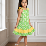 Green floral printed frock