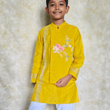 Yellow chanderi boys kurta set