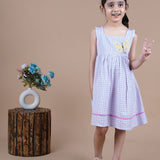 Lilac Checks Sleeveless Cotton Frock