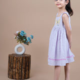 Lilac Checks Sleeveless Cotton Frock