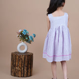 Lilac Checks Sleeveless Cotton Frock