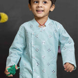 Blue mirror boys kurta set