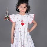Hanging Hearts White Red Checks Dress