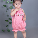 Light Pink Hearts Cotton Baby Romper with Frill