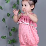 Light Pink Hearts Cotton Baby Romper with Frill