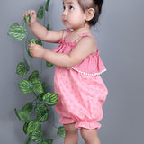 Light Pink Hearts Cotton Baby Romper with Frill