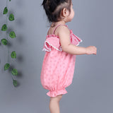 Light Pink Hearts Cotton Baby Romper with Frill