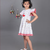 Hanging Hearts White Red Checks Dress