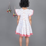 Hanging Hearts White Red Checks Dress