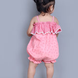 Light Pink Hearts Cotton Baby Romper with Frill