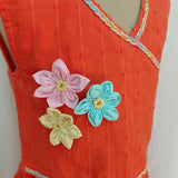 Orange dobby lehenga