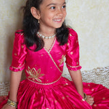 Pink silk lotus lehenga set