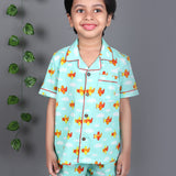 Planes & Clouds Printed Cotton Night suit set