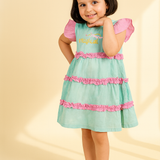 Knee Length Ruffles Magical Dress For Girls