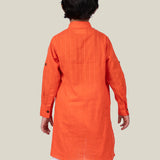 Orange Cotton Dobby Kurta