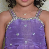 Purple tissue mirror girls sharara set