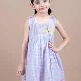 Lilac Checks Sleeveless Cotton Frock