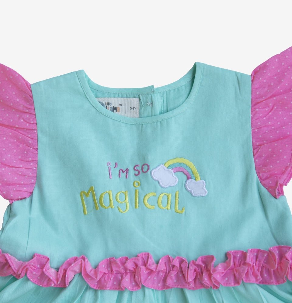 Knee Length Ruffles Magical Dress For Girls - littlellama.in