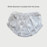 White Dobby Cotton Girls Frock with Hand Embroidery - littlellama.in